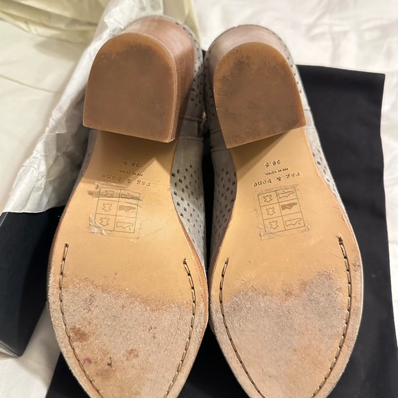 Rag & Bone Cemento Suede Gray Perforated Boots Sz 38.5 (8.5) - Picture 5 of 6